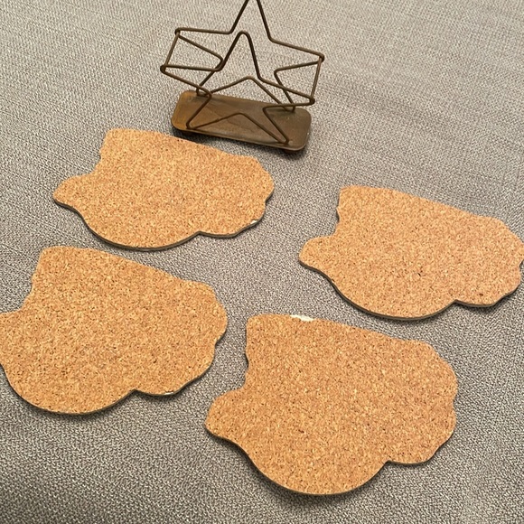 Snowmen Coaster Set of 4 with Metal Star Holder Winter Christmas - Picture 4 of 11